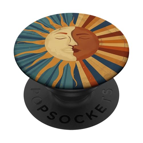 Sonne Mond Retro Sonnenaufgang 70er 60er Jahre PopSockets Klebender PopGrip Sonne Mond Retro Sonnenaufgang 70er 60er Jahre PopSockets Klebender PopGrip von 70S 60S Style Art Accessoires
