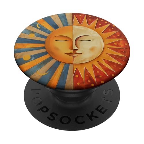 Vintage Sonne Mond himmlisches ästhetisches Design PopSockets Klebender PopGrip Vintage Sonne Mond himmlisches ästhetisches Design PopSockets Klebender PopGrip von 70S 60S Style Art Accessoires