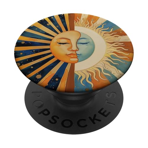 Vintage Sonne Mond himmlisches ästhetisches Design PopSockets Klebender PopGrip Vintage Sonne Mond himmlisches ästhetisches Design PopSockets Klebender PopGrip von 70S 60S Style Art Accessoires