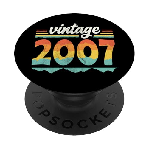 Vintage 2007 Retro Geburtstagsjahr Geschenkidee PopSockets Klebender PopGrip Vintage 2007 Retro Geburtstagsjahr Geschenkidee PopSockets Klebender PopGrip von 70er Jahre Retro Geschenke für Geburtstag