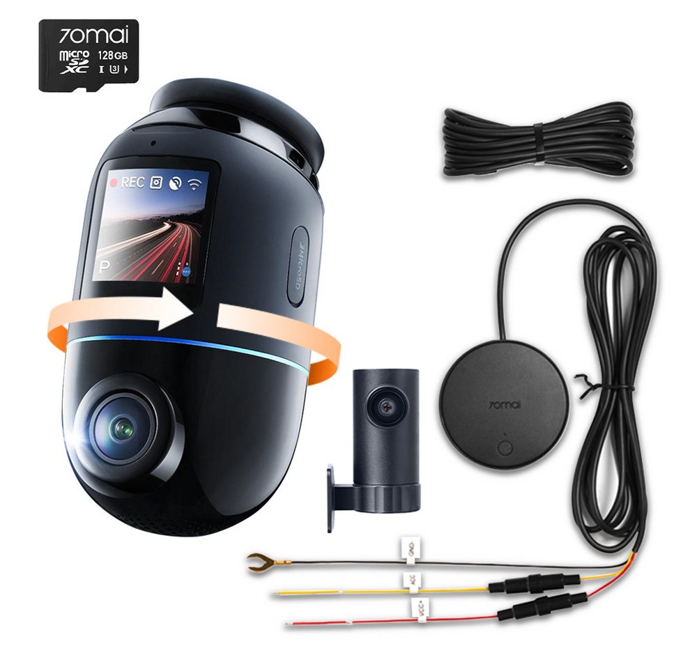 70mai 4K Omni X800 Dashcam mit 128 GB Speicherkarte, 360° drehbar Dashcam (4K Ultra HD, WLAN (Wi-Fi), Starvis 2 IMX678 Bildsensor, Integriertes GPS & ADAS, Super Nachtsicht, f/1.7, App Steuerung) von 70mai