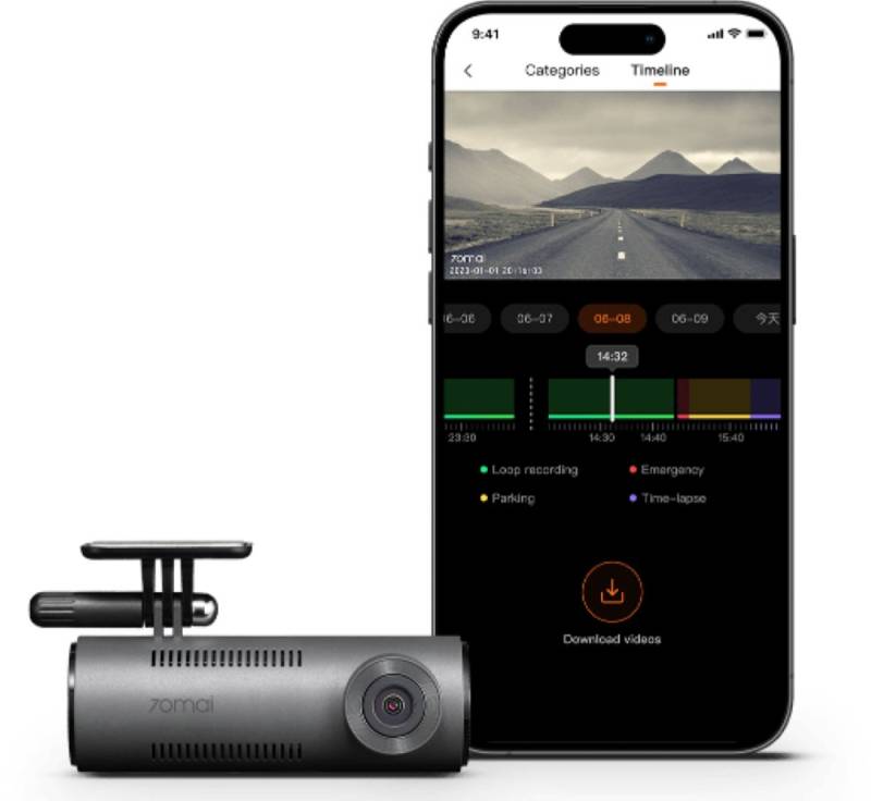 70mai M310 Dashcam (2K QHD, WLAN (Wi-Fi), FOV 130°/ F2.0, G-Sensor, App-Steuerung) von 70mai