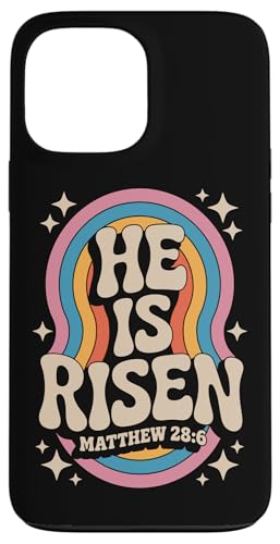 He Is Risen Matthew 28:6 Christian Retro Rainbow Bibelvers Hülle für iPhone 13 Pro Max He Is Risen Matthew 28:6 Christian Retro Rainbow Bibelvers Hülle für iPhone 13 Pro Max von 70s Hippie Christian Scripture Retro Bible Quote