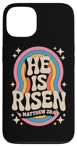 He Is Risen Matthew 28:6 Christian Retro Rainbow Bibelvers Hülle für iPhone 13 He Is Risen Matthew 28:6 Christian Retro Rainbow Bibelvers Hülle für iPhone 13 von 70s Hippie Christian Scripture Retro Bible Quote