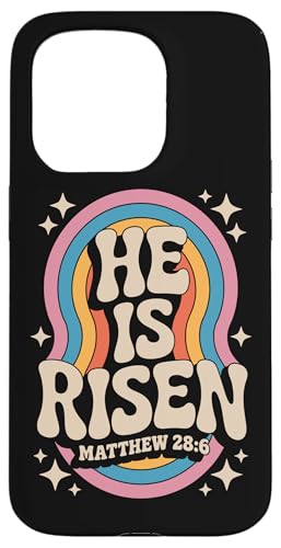 He Is Risen Matthew 28:6 Christian Retro Rainbow Bibelvers Hülle für iPhone 15 Pro He Is Risen Matthew 28:6 Christian Retro Rainbow Bibelvers Hülle für iPhone 15 Pro von 70s Hippie Christian Scripture Retro Bible Quote