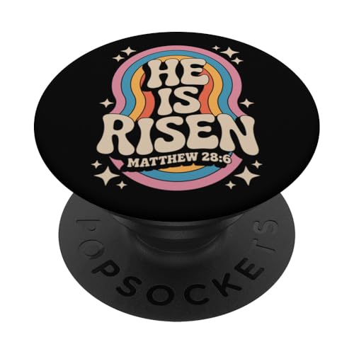 He Is Risen Matthew 28:6 Christian Retro Rainbow Bibelvers PopSockets Klebender PopGrip He Is Risen Matthew 28:6 Christian Retro Rainbow Bibelvers PopSockets Klebender PopGrip von 70s Hippie Christian Scripture Retro Bible Quote