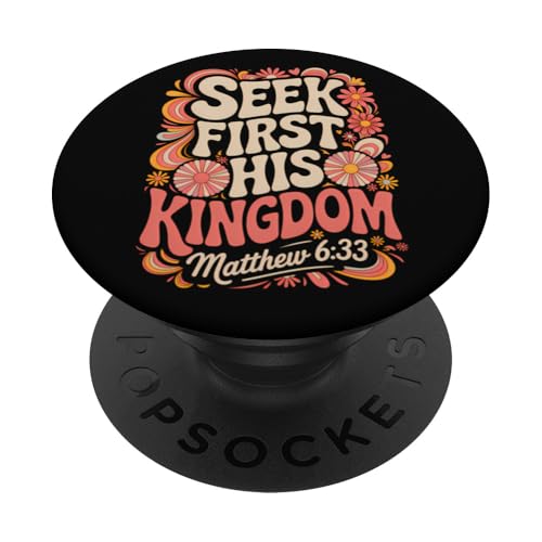 Seek First His Kingdom Matthäus 6:33 70er Jahre Retro Bibelvers PopSockets Klebender PopGrip Seek First His Kingdom Matthäus 6:33 70er Jahre Retro Bibelvers PopSockets Klebender PopGrip von 70s Hippie Christian Scripture Retro Bible Quote