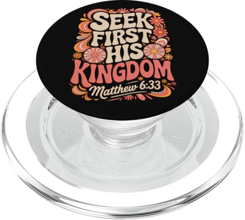 Seek First His Kingdom Matthäus 6:33 70er Jahre Retro Bibelvers PopSockets PopGrip für MagSafe Seek First His Kingdom Matthäus 6:33 70er Jahre Retro Bibelvers PopSockets PopGrip für MagSafe von 70s Hippie Christian Scripture Retro Bible Quote