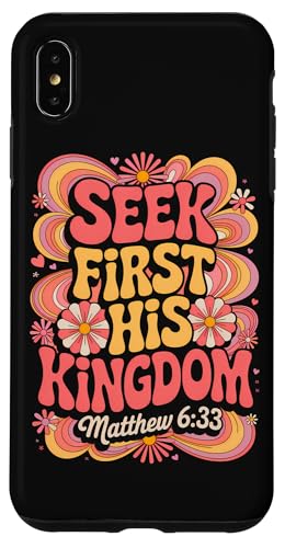 Seek First His Kingdom Matthäus 6:33 Christliches Bibelzitat Hülle für iPhone XS Max Seek First His Kingdom Matthäus 6:33 Christliches Bibelzitat Hülle für iPhone XS Max von 70s Hippie Christian Scripture Retro Bible Quote