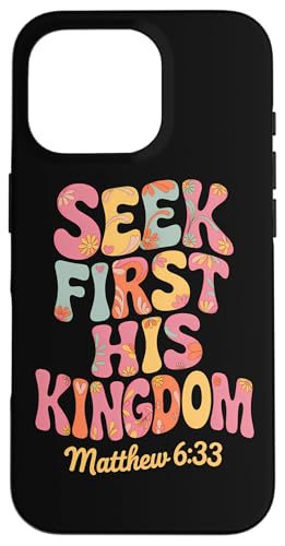 Seek First His Kingdom Matthäus 6:33 Retro Bibelvers Kunst Hülle für iPhone 16 Pro Seek First His Kingdom Matthäus 6:33 Retro Bibelvers Kunst Hülle für iPhone 16 Pro von 70s Hippie Christian Scripture Retro Bible Quote