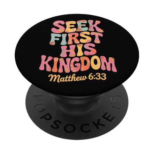 Seek First His Kingdom Matthäus 6:33 Retro Bibelvers Kunst PopSockets Klebender PopGrip Seek First His Kingdom Matthäus 6:33 Retro Bibelvers Kunst PopSockets Klebender PopGrip von 70s Hippie Christian Scripture Retro Bible Quote