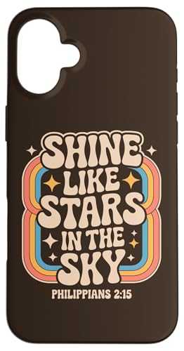 Shine Like Stars Philippians 2:15 Brown Retro Bibelvers Hülle für iPhone 16 Plus Shine Like Stars Philippians 2:15 Brown Retro Bibelvers Hülle für iPhone 16 Plus von 70s Hippie Christian Scripture Retro Bible Quote