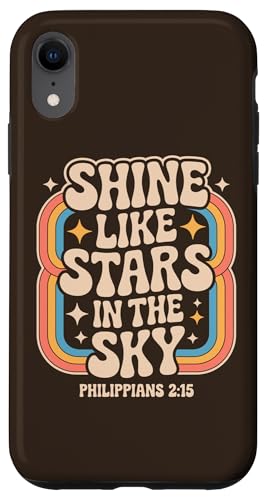 Shine Like Stars Philippians 2:15 Brown Retro Bibelvers Hülle für iPhone XR Shine Like Stars Philippians 2:15 Brown Retro Bibelvers Hülle für iPhone XR von 70s Hippie Christian Scripture Retro Bible Quote