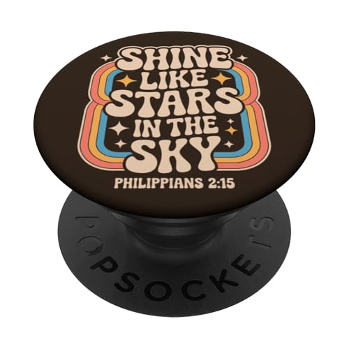 Shine Like Stars Philippians 2:15 Brown Retro Bibelvers PopSockets Klebender PopGrip Shine Like Stars Philippians 2:15 Brown Retro Bibelvers PopSockets Klebender PopGrip von 70s Hippie Christian Scripture Retro Bible Quote