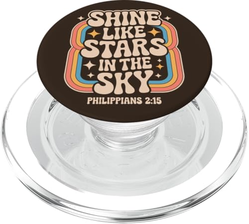 Shine Like Stars Philippians 2:15 Brown Retro Bibelvers PopSockets PopGrip für MagSafe Shine Like Stars Philippians 2:15 Brown Retro Bibelvers PopSockets PopGrip für MagSafe von 70s Hippie Christian Scripture Retro Bible Quote