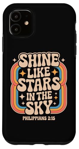 Shine Like Stars Philippians 2:15 Retro Christian Rainbow Hülle für iPhone 11 Shine Like Stars Philippians 2:15 Retro Christian Rainbow Hülle für iPhone 11 von 70s Hippie Christian Scripture Retro Bible Quote