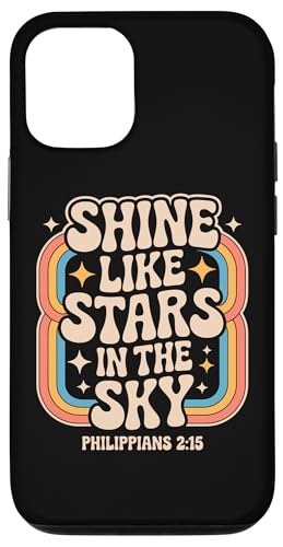Shine Like Stars Philippians 2:15 Retro Christian Rainbow Hülle für iPhone 12/12 Pro Shine Like Stars Philippians 2:15 Retro Christian Rainbow Hülle für iPhone 12/12 Pro von 70s Hippie Christian Scripture Retro Bible Quote