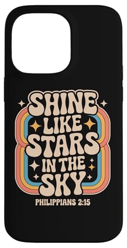 Shine Like Stars Philippians 2:15 Retro Christian Rainbow Hülle für iPhone 14 Pro Max Shine Like Stars Philippians 2:15 Retro Christian Rainbow Hülle für iPhone 14 Pro Max von 70s Hippie Christian Scripture Retro Bible Quote