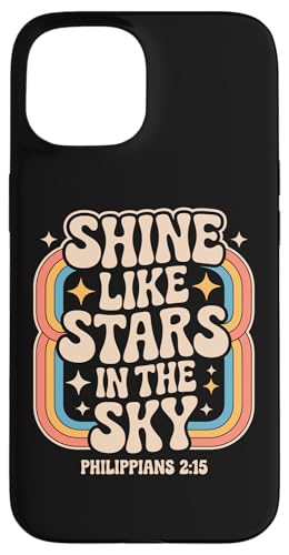 Shine Like Stars Philippians 2:15 Retro Christian Rainbow Hülle für iPhone 15 Shine Like Stars Philippians 2:15 Retro Christian Rainbow Hülle für iPhone 15 von 70s Hippie Christian Scripture Retro Bible Quote