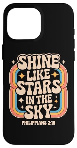 Shine Like Stars Philippians 2:15 Retro Christian Rainbow Hülle für iPhone 16 Pro Max Shine Like Stars Philippians 2:15 Retro Christian Rainbow Hülle für iPhone 16 Pro Max von 70s Hippie Christian Scripture Retro Bible Quote