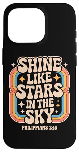 Shine Like Stars Philippians 2:15 Retro Christian Rainbow Hülle für iPhone 16 Pro Shine Like Stars Philippians 2:15 Retro Christian Rainbow Hülle für iPhone 16 Pro von 70s Hippie Christian Scripture Retro Bible Quote