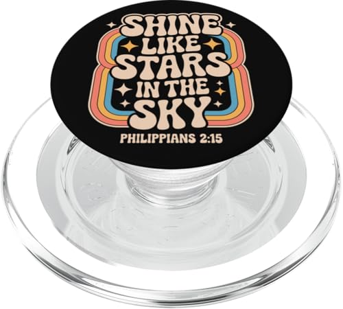 Shine Like Stars Philippians 2:15 Retro Christian Rainbow PopSockets PopGrip für MagSafe Shine Like Stars Philippians 2:15 Retro Christian Rainbow PopSockets PopGrip für MagSafe von 70s Hippie Christian Scripture Retro Bible Quote