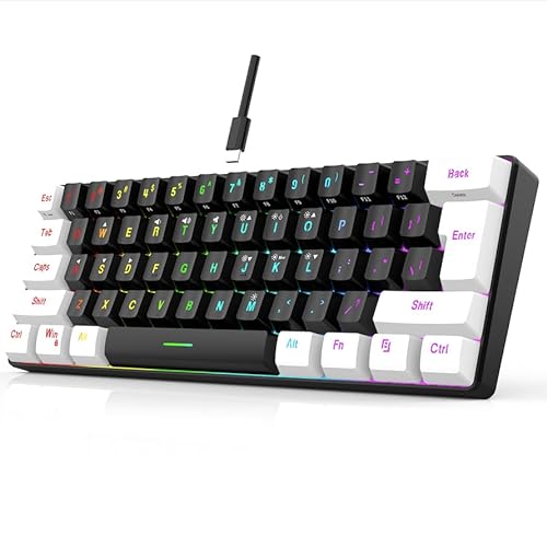 7KEYS 60 % kabelgebundene Gaming-Tastatur, Mini-RGB-Hintergrundbeleuchtung, 14+ Modi, LED-Tastatur, 25 Tasten, Anti-Ghosting, mechanisches Gefühl für Computer, Laptop, Gamer von 7KEYS