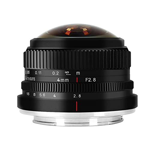 7 Artisans 4mm F2.8 Fisheye Ultra Wide Angle Lens APS-C Handbuch Focus Prime Lens Kompatibel für Canon EOS-M Mount Spiegellose Kamera für Canon EOS-M1 EOS-M2 Eos-M3/M5/M6/M10/M50 von 7artisans