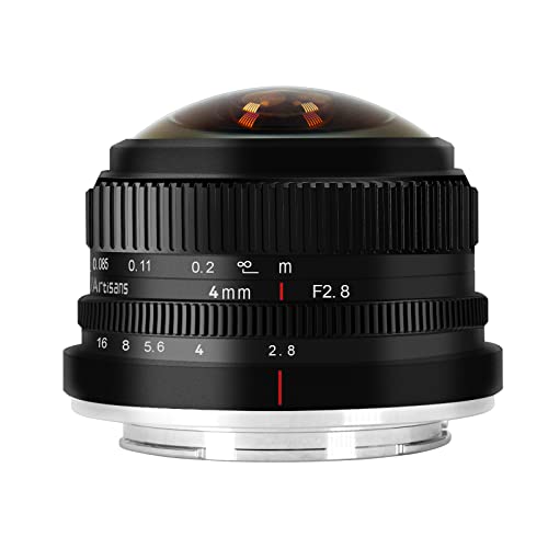 7 Artisans 4mm F2.8 Fisheye Ultra Wide Angle Lens APS-C Handbuch Focus Prime Lens Kompatibel für Sony E-Mount Mirrorless Camera A6300 A6400 A6500 NEX-3 NEX-3N NEX-5T A7 A7II A7RIII von 7artisans