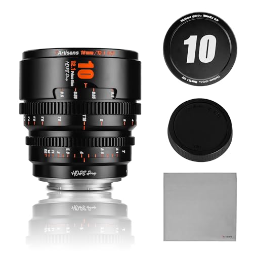 7artisans 10 mm T2.1 Cine-Objektiv, S35-Rahmen, kompatibel mit Sony E Mount-Mount (C-Rahmen), für Sony A6500/A6600/A6700/FX30/ZVE-10 (schwarz) von 7artisans