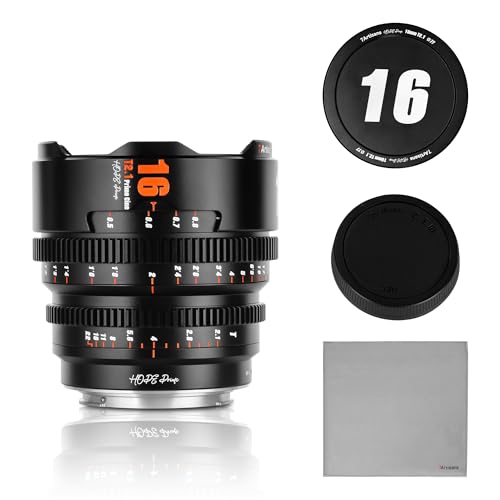7artisans 16mm T2.1 Cine-Objektiv S35 Rahmen Kompatibel mit Sony E Mount-Mount (C-Rahmen),für Sony A6500/A6600/A6700/FX30/ZVE-10(Schwarz) von 7artisans