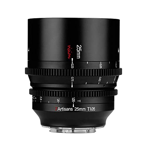 7artisans 25 mm T1.05 Cine Objektiv mit großer Blende, manueller Fokus, geringe Verzerrung, Mini-Kinoobjektiv, R-Halterung für Canon von 7artisans