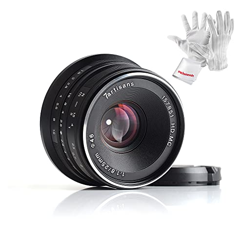 7artisans 25mm F1.8 Manueller Fokus Prime Fixiertes Objektiv für Olympus Micro Four Thirds MFT m4/3 Kameras - Schwarz von 7artisans