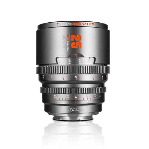 7artisans 25mm T2.1 Cine-Objektiv S35 Rahmen Kompatibel mit Sony E Mount-Mount(C-Rahmen), für Sony A6500/A6600/A6700/FX30/ZVE-10(Titangrau) von 7artisans