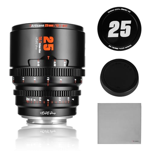 7artisans 25mm T2.1 Cine-Objektiv S35 Rahmen Kompatibel mit Sony E Mount-Mount (C-Rahmen),für Sony A6500/A6600/A6700/FX30/ZVE-10(Schwarz) von 7artisans