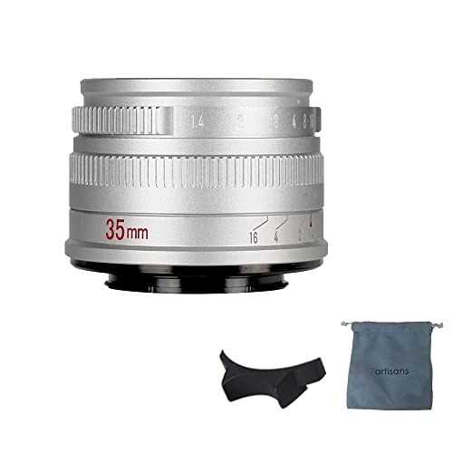 7artisans 35mm F1.4 Mark II APS-C Manueller Fokus Festes Objektiv Große Blende Kompatibel mit Fujifilm Fuji Kamera X-A1 X-A10 X-A2 X-A3 A-at X-M1 XM2 X-T1 T3 T10 T2 T20 T30 X-Pro1 Pro2 X-E1(Silber) von 7artisans