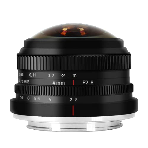 7artisans 4mm F2.8 kreisförmiges Fisheye-Objektiv, 225 ° Ultraweitwinkel, kompatibel mit APS-C Sony E-Mount-Kameras a6400 a6300 a6100 a6000 a5100 a5000 a6500 a6600 Nex-3 Nex-3N Nex-3R Nex-5 Nex- 7 von 7artisans