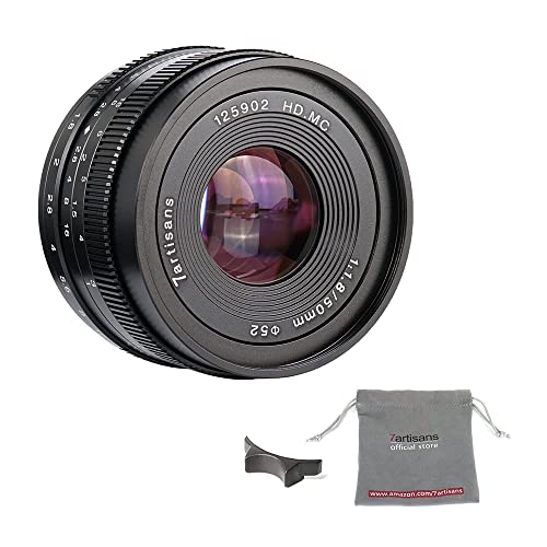 7artisans 50mm F1.8 APS-C Manual Focus Lens Weithin Passform für kompakte spiegellose Kameras Canon M1 M2 M3 M5 M6 M10 EOS-M Mount schwarz von 7artisans