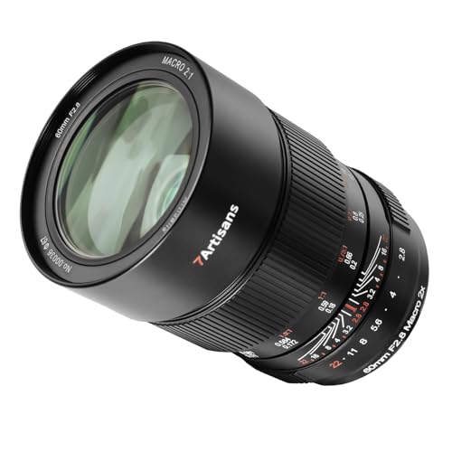 7artisans 60 mm F2.8 II Canon RF Mount Makro-Objektiv 2:1 Vergrößerung, Vollbild, manueller Fokus, Weitwinkel, professionelles Makroobjektiv (schwarz) von 7artisans