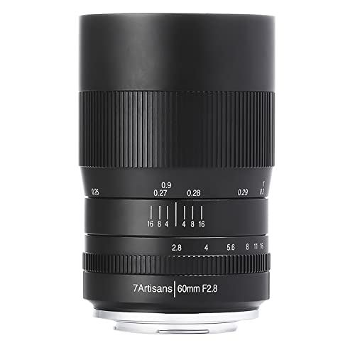 7artisans 60 mm F2.8 Makro APS-C Weitwinkelobjektiv für Sony Emount Kameras wie A7 A7II A7R A7RII A7S A7SII A6500 A6300 A6000 A5100 A5000 EX-3 NEX-3N NEX-3R NEX-C3 NEX-F3K NEX-5 NEX-5 NEX-5N von 7artisans