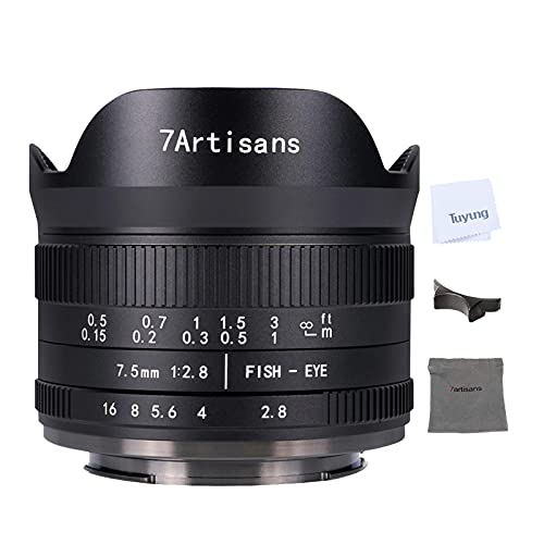 7artisans 7,5 mm f2,8 APS-C Manuelles Fischaugenobjektiv für Fujifilm-Kameras mit Schutzlinsenkappe - Schwarz von 7artisans