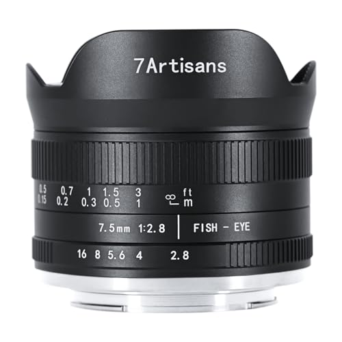 7artisans 7,5 mm f2.8 Mark II APS-C Fischaugen-Weitwinkel-Objektiv für spiegellose Canon R Mount Kameras R RP R5 R6 von 7artisans