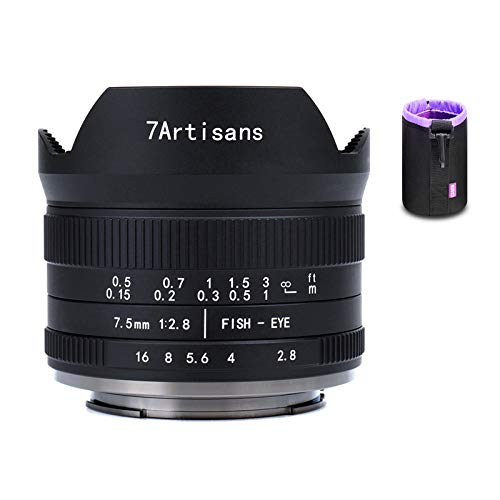 7artisans 7.5mm F2.8 II V2.0 Fisheye-Objektiv mit 190° Blickwinkel, für Fuji X-Mount X-A1 X-A10 X-A2 X-A3 A-at X-M1 XM2 X-T1 X-T3 X-T10 X-T2 X-T20 X-T30 X-Pro1 X-Pro2 X-E1 X-E2 E-E2s X-E3 von 7artisans