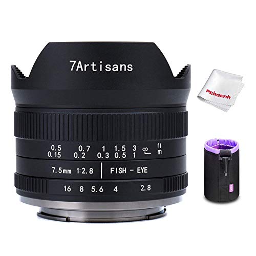 7artisans 7.5mm F2.8 II V2.0 Fisheye-Objektiv mit 190° Blickwinkel, für Fuji X-Mount X-A1 X-A10 X-A2 X-A3 A-at X-M1 XM2 X-T1 X-T3 X-T10 X-T2 X-T20 X-T30 X-Pro1 X-Pro2 X-E1 X-E2 E-E2s X-E3 von 7artisans