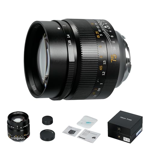 7artisans 75mm F1.25 Fixed Mirrorless Kameraobjektiv für Leica M-Mount Kameras wie Leica M-M Leica M240 M3 M6 M7 M8 M9 M9p M10 (Vorverkauf) von 7artisans