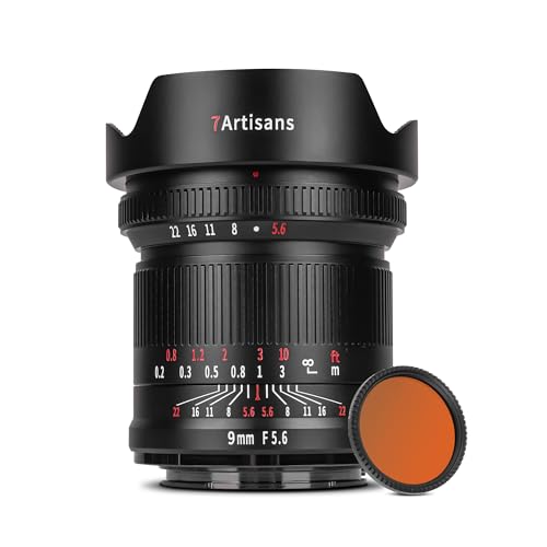 7artisans 9mm F5.6 Vollformat 132° Weitwinkelobjektiv Nahezu Keine Verzerrung 0.2 m Mindestfokussierabstand Kompatibel mit Nikon Z5 Z6 Z7 Z6II Z7II Z9 (34mmND64-Hinterfilter) von 7artisans