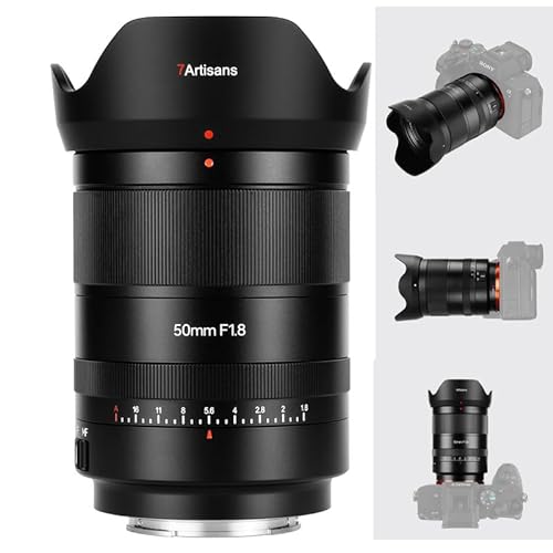 7artisans AF 50mm F1.8 FE STM-Objektiv für spiegellose Sony E-Kameras A6000 A7 und NEX-Serie, Vollformat, große Blende, unterstützt Augen-AF-Gesichtserkennung. von 7artisans