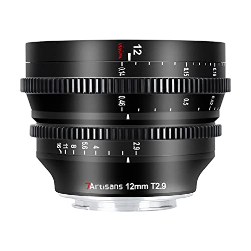 7artisans APS-C Ultra-Weitwinkel-Kinolinse, 12 mm T2.9, große Blende, manueller Festfokussierung, geringe Verzerrung, kompatibel mit MFT M43-Halterung, Schwarz 7artisans APS-C Ultra-Weitwinkel-Kinolinse, 12 mm T2.9, große Blende, manueller Festfokussierung, geringe Verzerrung, kompatibel mit MFT M43-Halterung, Schwarz von 7artisans