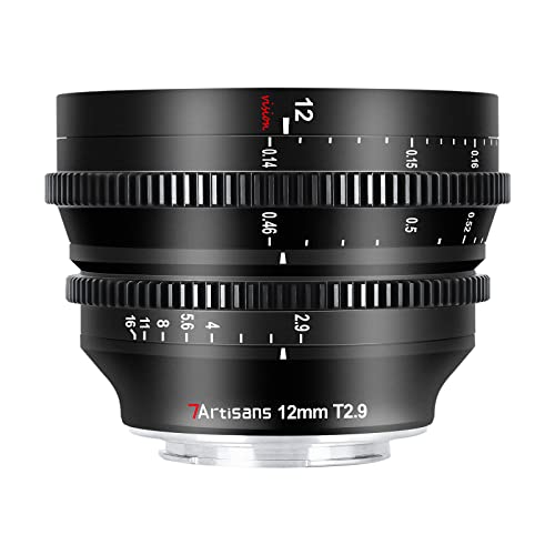 7artisans APS-C Ultra-Weitwinkel-Objektiv, 12 mm, T2.9, kompatibel mit Sony E-Mount-Kamera, manueller Festfokus, geringe Verzerrung, für A7-Serie, FX3, A7S3, A7M3, A7R3, A7M4, schwarz von 7artisans