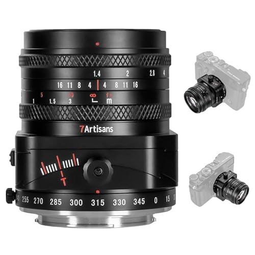 7artisans 50mm F1.4 Tilt Lens MF Vollkameraobjektiv für Studiofotografie für Fuji X-Mount-Kameras X-A1 X-M1 X-T100 X-T30 X-PR01 X-E1 X-E4 XS10 und mehr. von 7artisans